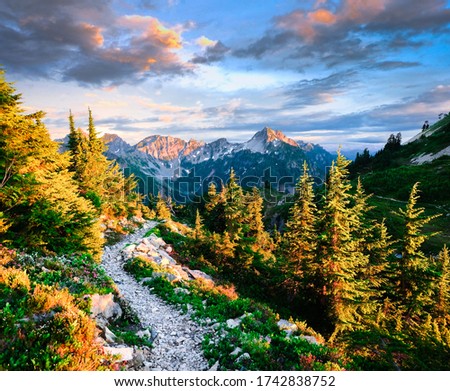 The Pacific Crest Trail Near Snoqualmie Pass.
Alpine Lakes Wilderness, Cascade Mountains, Washington, USA Royalty-Free Stock Photo #1742838752