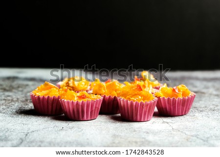 Selective focus picture of newly baked honey cornflakes during Eid Mubarak.