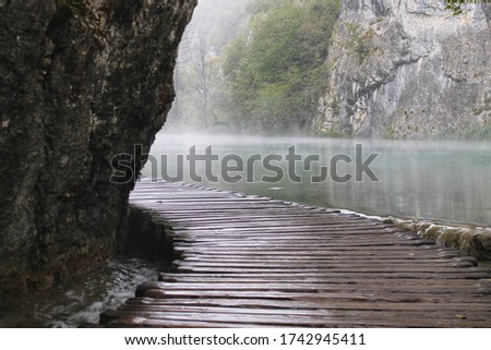 Plitvice Lakes National Park, Croatia - May, 2020: Pathways in the beautiful park.