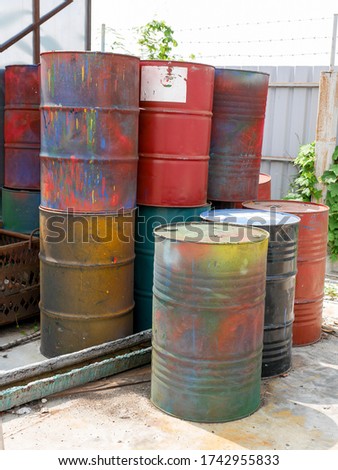 Old oil tank ,metal barrel old pour