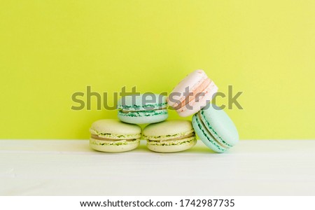 Bright picture of colorful different macaroons