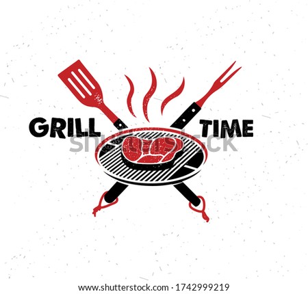 BBQ Time. Hand drawn typography poster.Vector Typography.