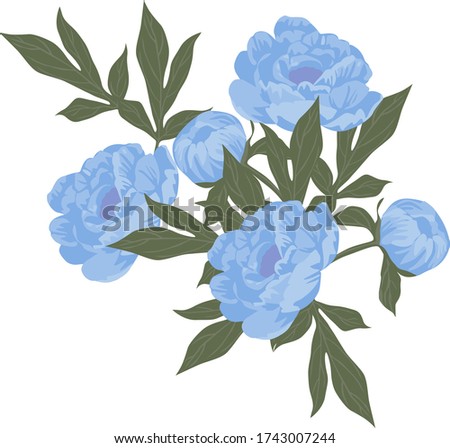 image of a beautiful bouquet of blue peonies flowers.
stock isolated illustration on white background for printing on postcards, websites, shop advertising in cartoon style