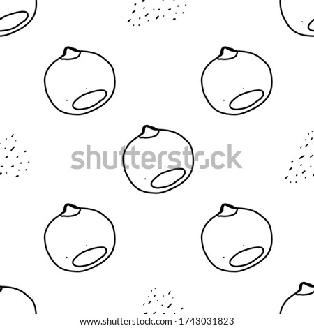 Chestnut hand drawn vector seamless pattern. Outline monochrome texture made in doodle style.Fruit 
background for package, merch, wallpaper, menu and other design.