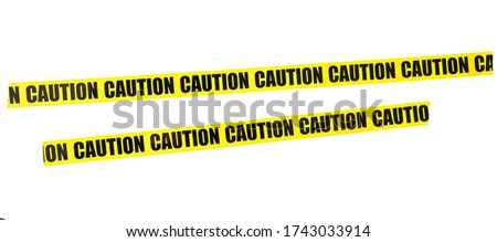 CAUTION yellow tape, adhesive tape isolated on white background