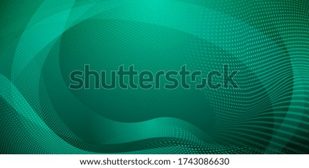 Abstract background made of halftone dots and curved lines in turquoise colors