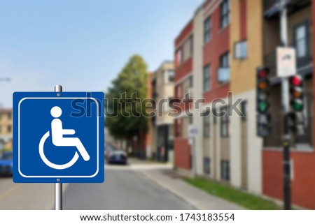 The road sign for disable people. Wheelchair