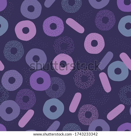 Playful abstract shapes, textured polka dot seamless pattern. Vector repeat. Perfect for fashion, home, stationary, kids. 