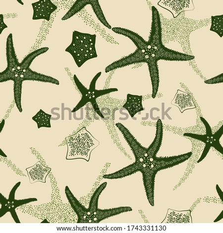 Different starfish vector seamless pattern for decoration, wrapping paper, textile.