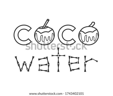Coconut water vector hand drawn lettering