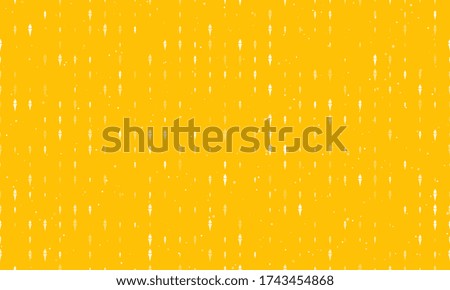 Seamless background pattern of evenly spaced white torch symbols of different sizes and opacity. Vector illustration on amber background with stars