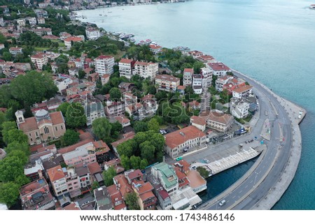 Drone pictures of Arnavutkoy, small village on the istanbul strait, Turkey 