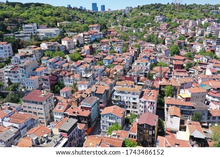 Drone pictures of Arnavutkoy, small village on the istanbul strait, Turkey 