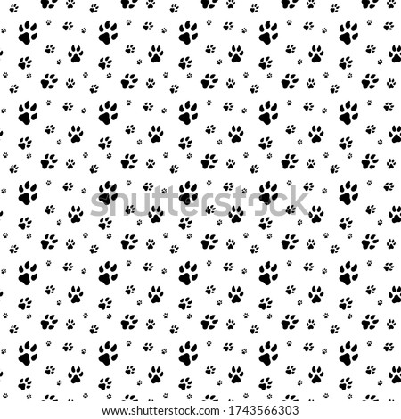 Dog Paw Cat Paw puppy foot print kitten vector Seamless Pattern wallpaper background  Royalty-Free Stock Photo #1743566303