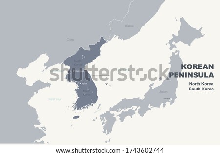 korea map. south and north korea. korean peninsula vector map. Royalty-Free Stock Photo #1743602744