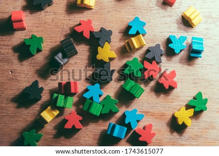 Society, diversity - Small human shaped colored wooden pieces