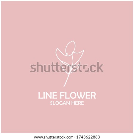 Flower Logo abstract Beauty Spa salon Cosmetics brand Linear style. Looped Leaves Logotype design vector Luxury Fashion template