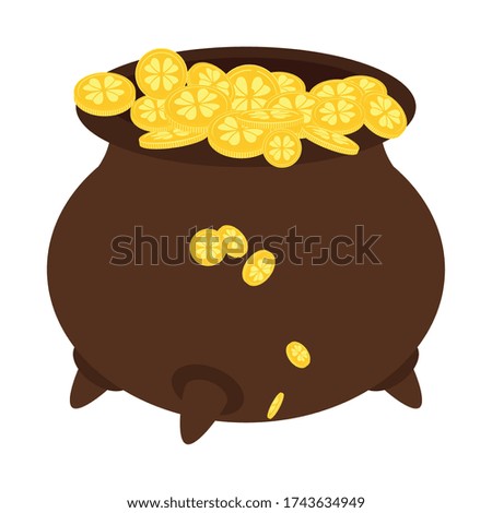 Isolated pot image with golden coins - Vector