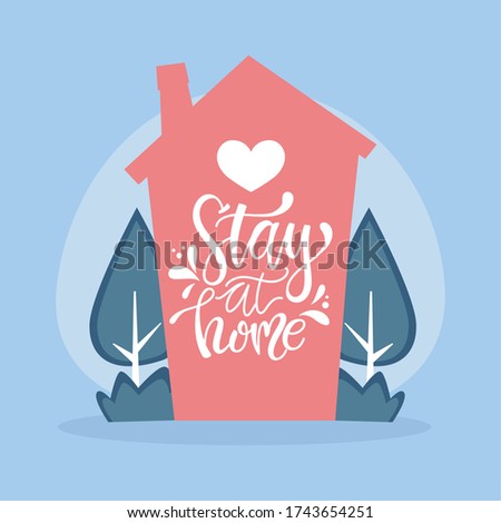 Stay at home poster with text - Vector