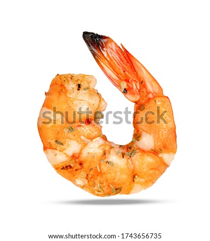 roasted peeled prawn isolated on white background ,grilled shrimp Royalty-Free Stock Photo #1743656735