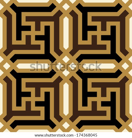 Morocco Seamless Pattern. Traditional Arabic Islamic Background. Mosque decoration element. Ocher, black, brown on white background