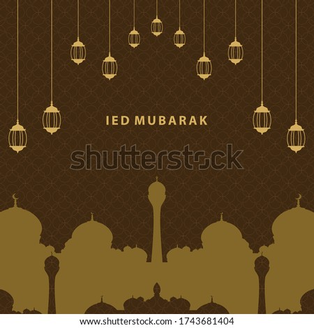 Eid mubarak greeting card and scarf design