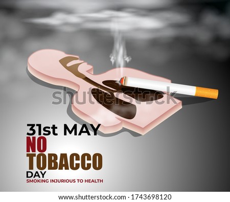 VECTOR ILLUSTRATION OF CONCEPT FOR WORLD NO TOBACCO DAY, ILLUSTRATION IS SHOWING LUNGS FILLED WITH CIGARETTE SMOKE ON SMOKY BACKDROP