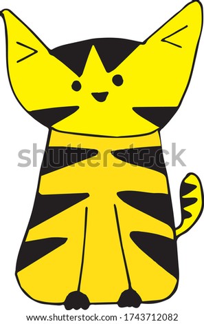 yellow cat black stripes cartoon