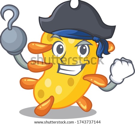 Vibrio cartoon design style as a Pirate with hook hand and a hat