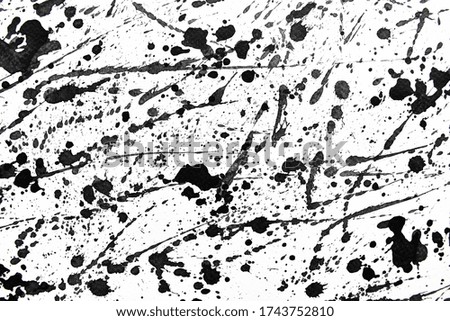 Background splash black on paper. Creative abstract art from ink and watercolor.