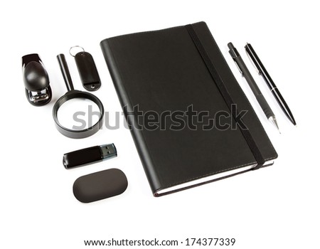 elements of corporate identity, black corporate identity, black design elements, set to accommodate corporate identity, collection of corporate identity, isolated on white background