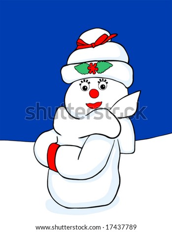 A fashionable and happy snow-woman illustration