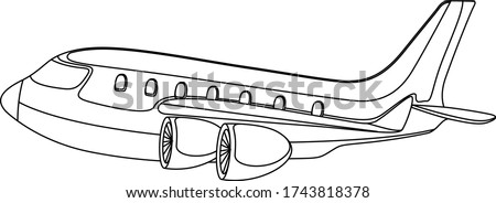 Airplane coloring page cartoon vector art and illustration