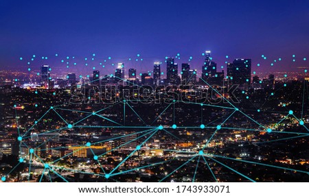 Smart city and communication network concept.