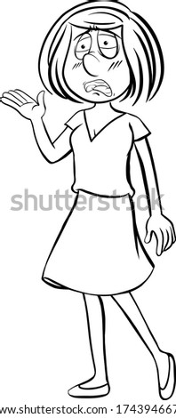 Doodle drawing of sad girl on white background illustration
