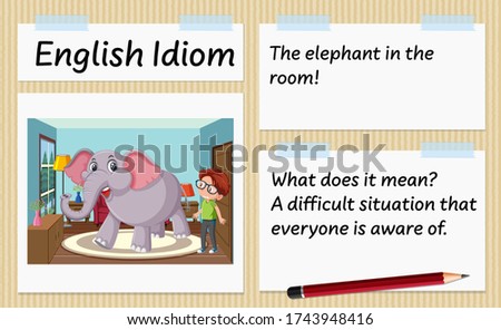 English idiom the elephant in the room template illustration