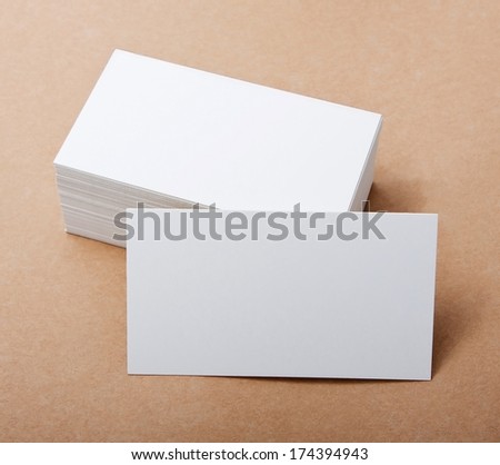 blank business cards on crafts background, identity design, corporate templates, company style
