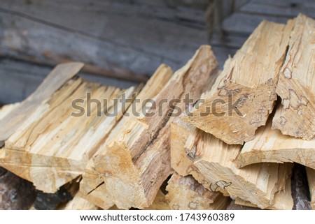 A lot of firewood outdoor, wood background