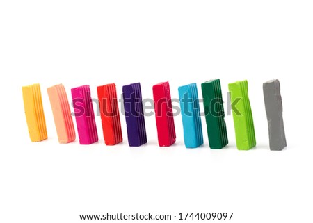 Children bright colorful plasticine isolated on white background