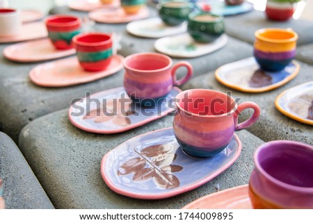 colorful handmade ceramic turkish coffee cups