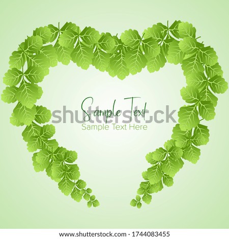 Green leaves love background. Vector illustration