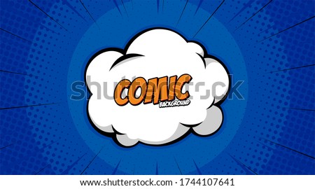 pop art comic cloud bubble. Funny speech bubble. Trendy Colorful retro vintage background in pop art retro comic style. Illustration easy editable 