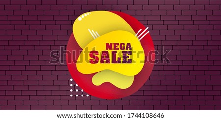 Mega sale banner on brick wall background