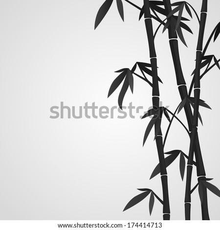 Background with bamboo stems. Ink sketch style Royalty-Free Stock Photo #174414713