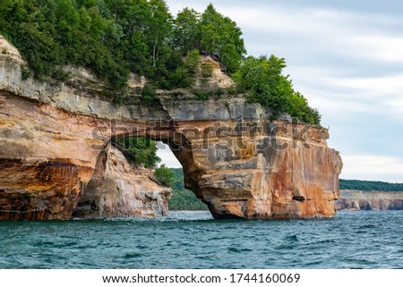 Colorful Mineral Stained Cliffs at Pictured Rocks National Lakeshore, Michigan's Upper Peninsula