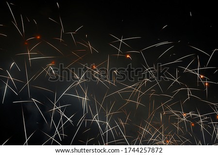 Beautiful firework in night sky. Concept of anniverary, celebration, events of the year. Fun and festival.