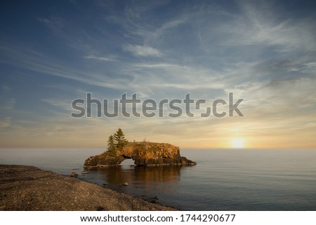 Hollow Rock at sunrise on the Lake Superior north shore in Minnesota