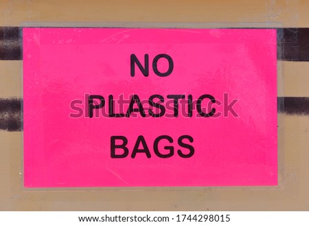 Pink No Plastic Bags Sign 