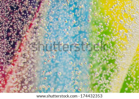 Abstract underwater composition with beautiful color effects and blurred bubbles