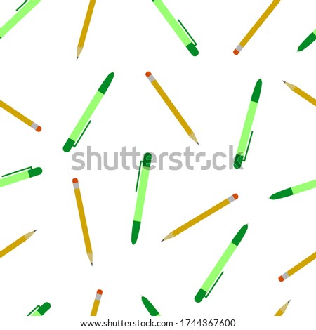 Seamless background, pen and pencil. Vector illustration flat design.